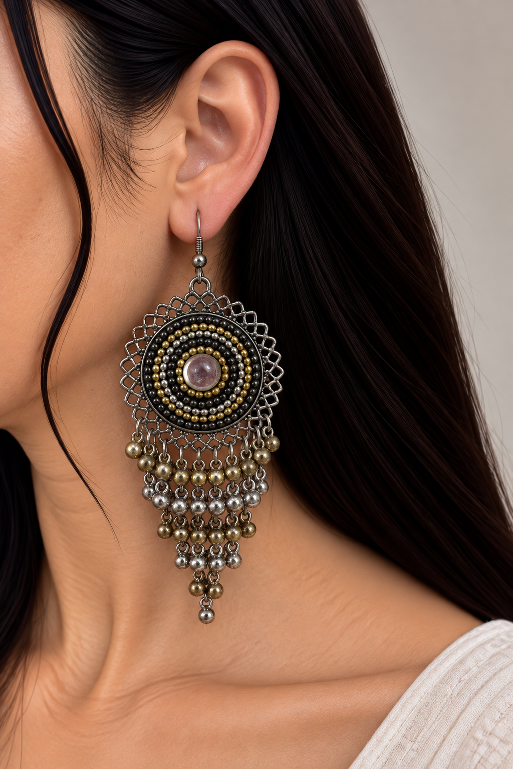 Aayat Dual-Tone Statement Earrings