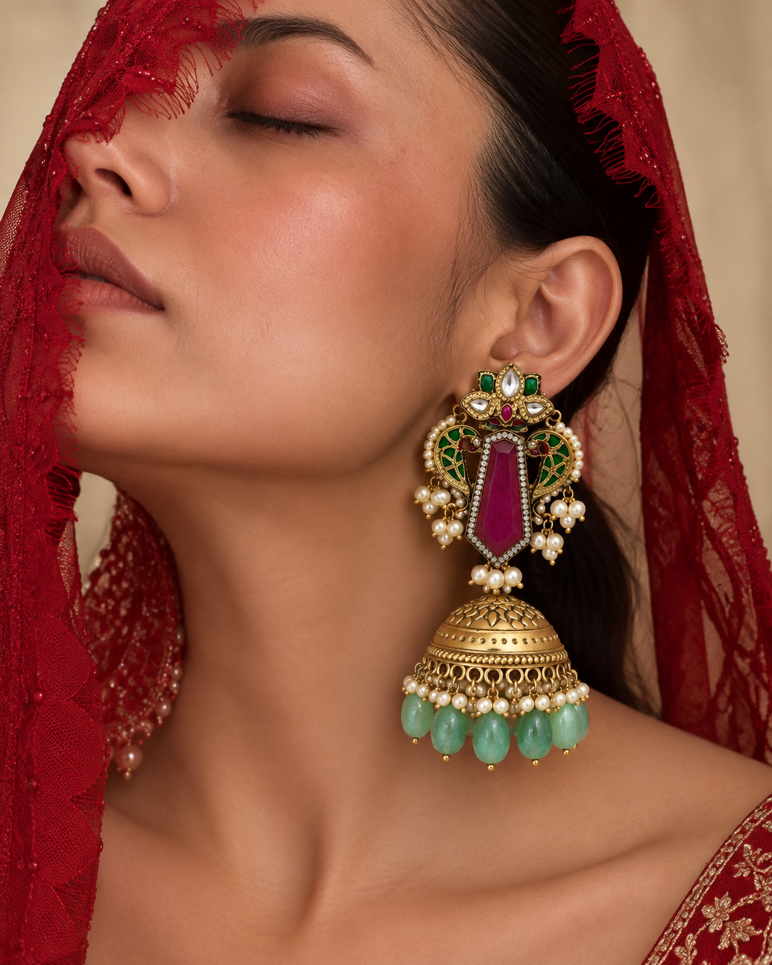 Maharani Mint Jhumkas