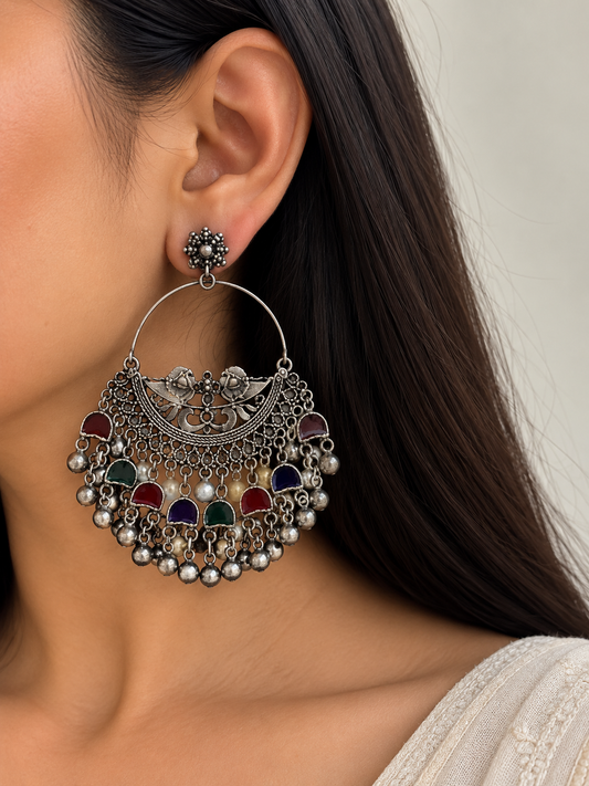 Peacock oversized earrings