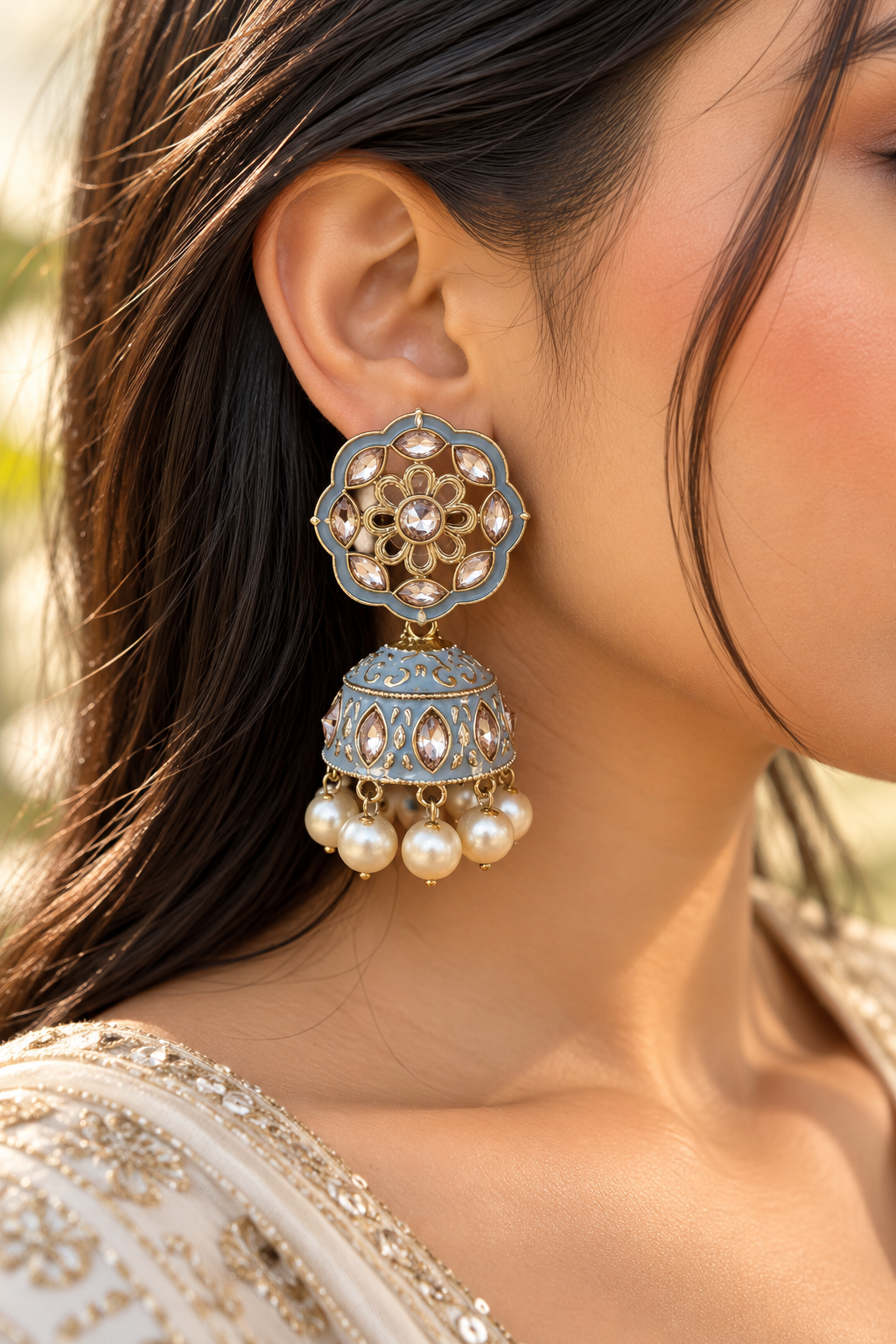Gulriva Meenakari Jhumka Earrings