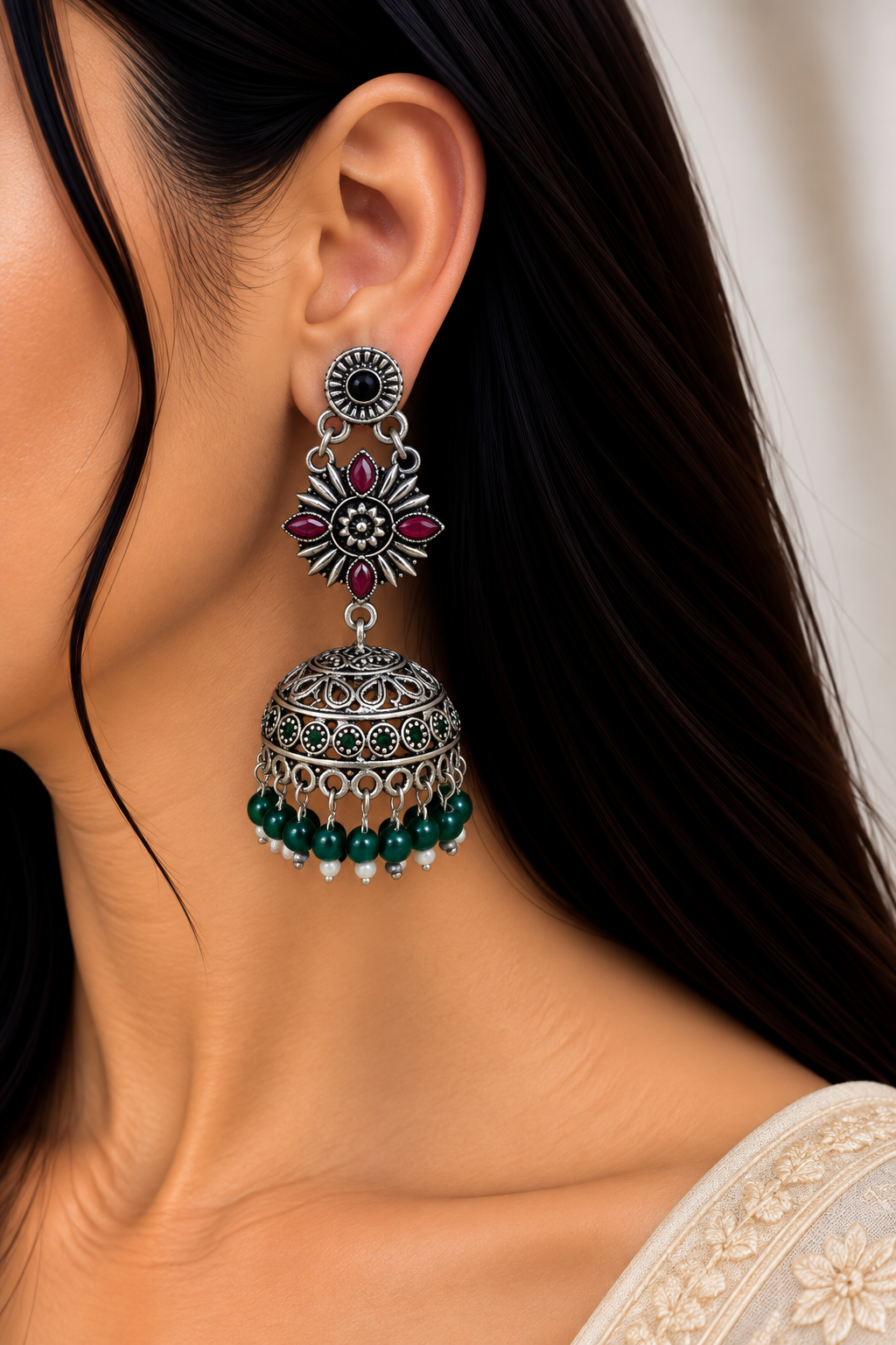 Ruhani Oxidised Jhumkas
