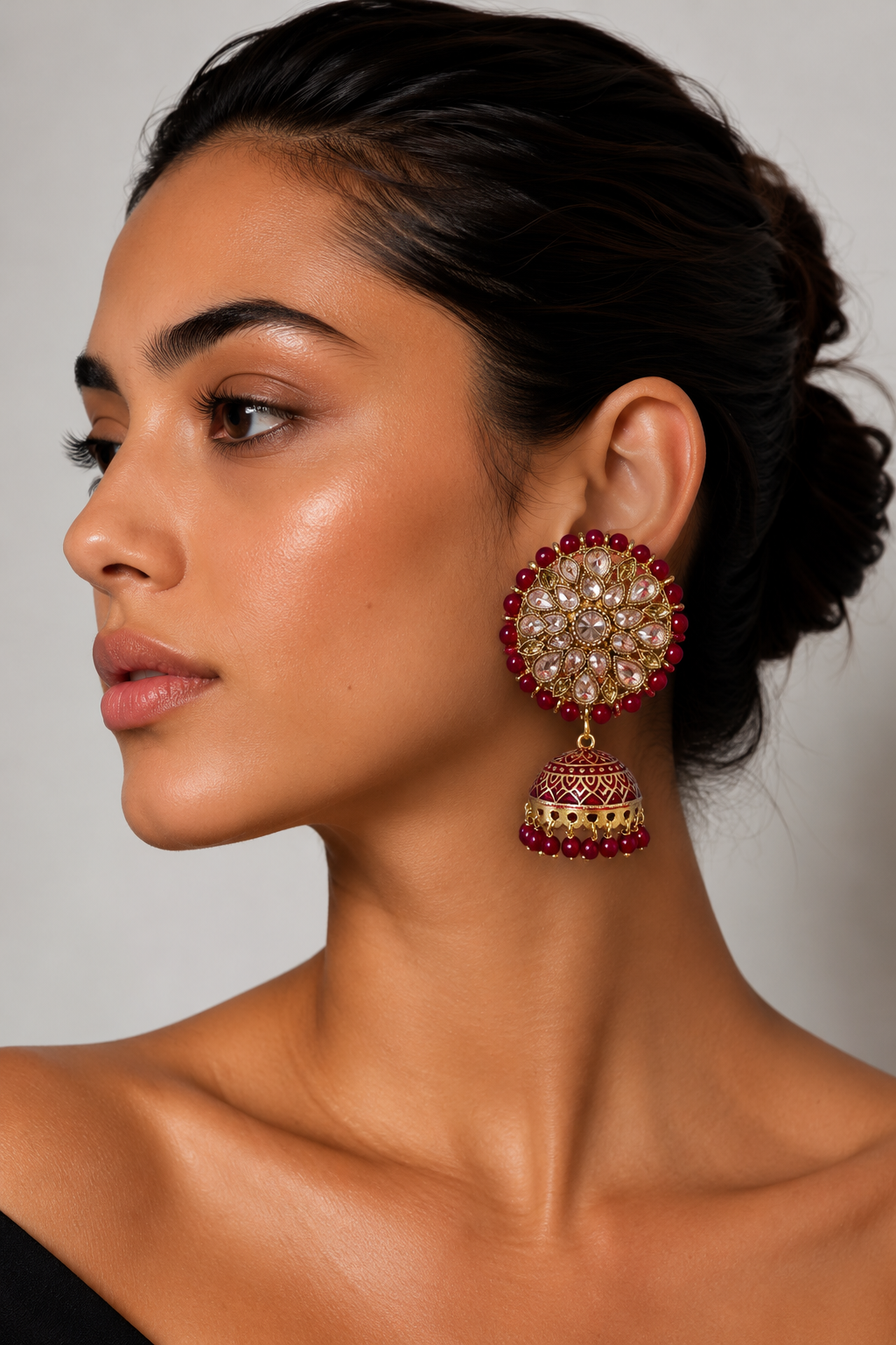 Rang Mahal Premium Stonework Jhumka Earrings