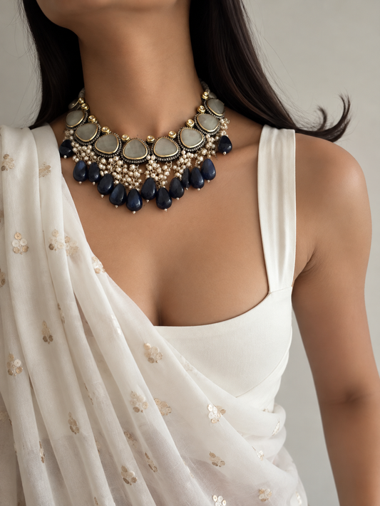 Blueberry choker with earrings