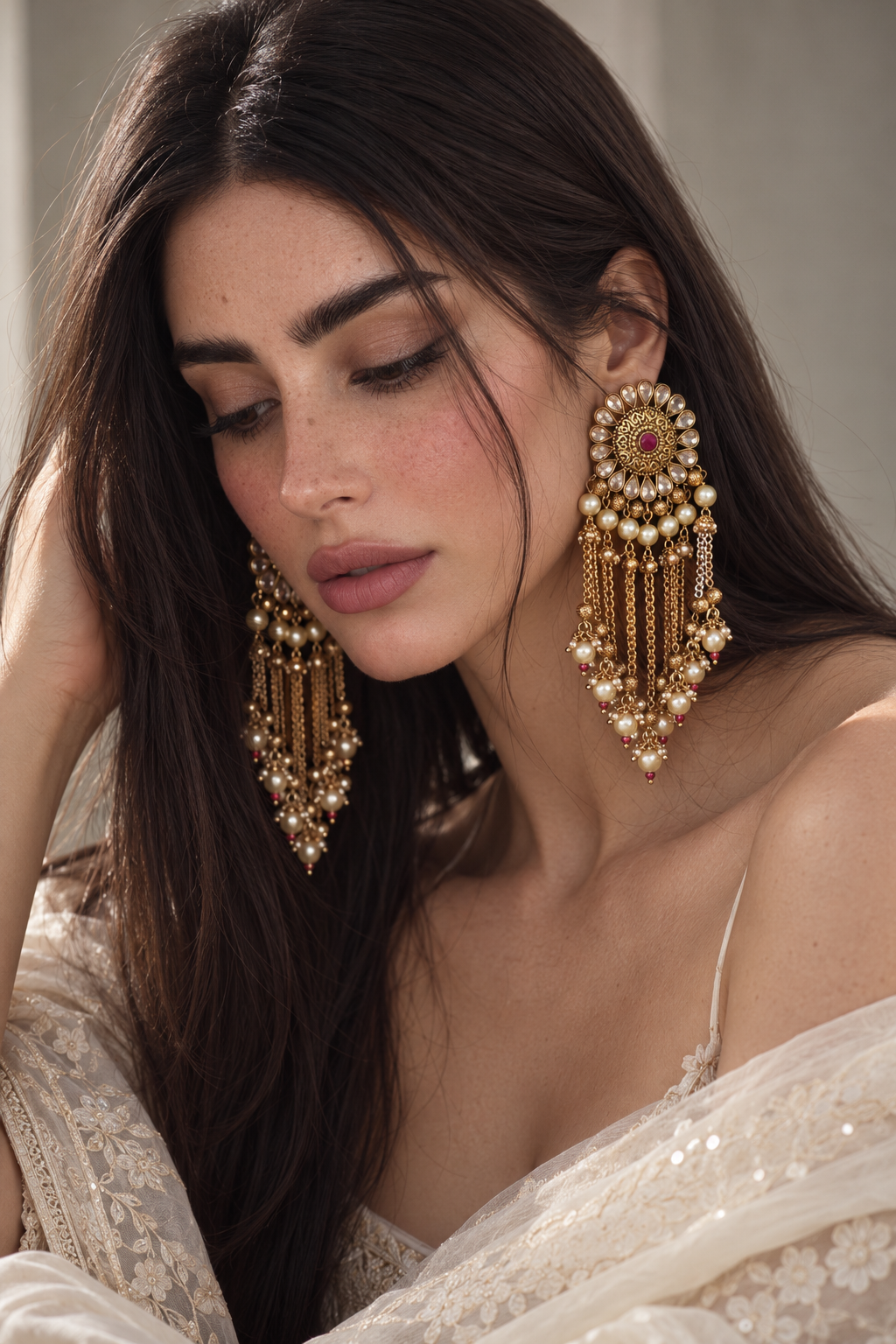 Gulnaaz Pearl Cascade Earrings