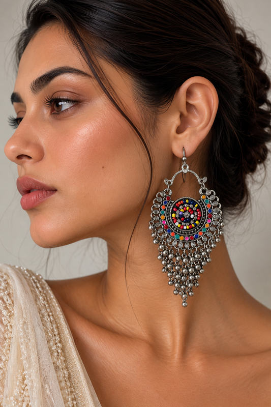 Rangrez Multicolour Oxidised Statement Earrings