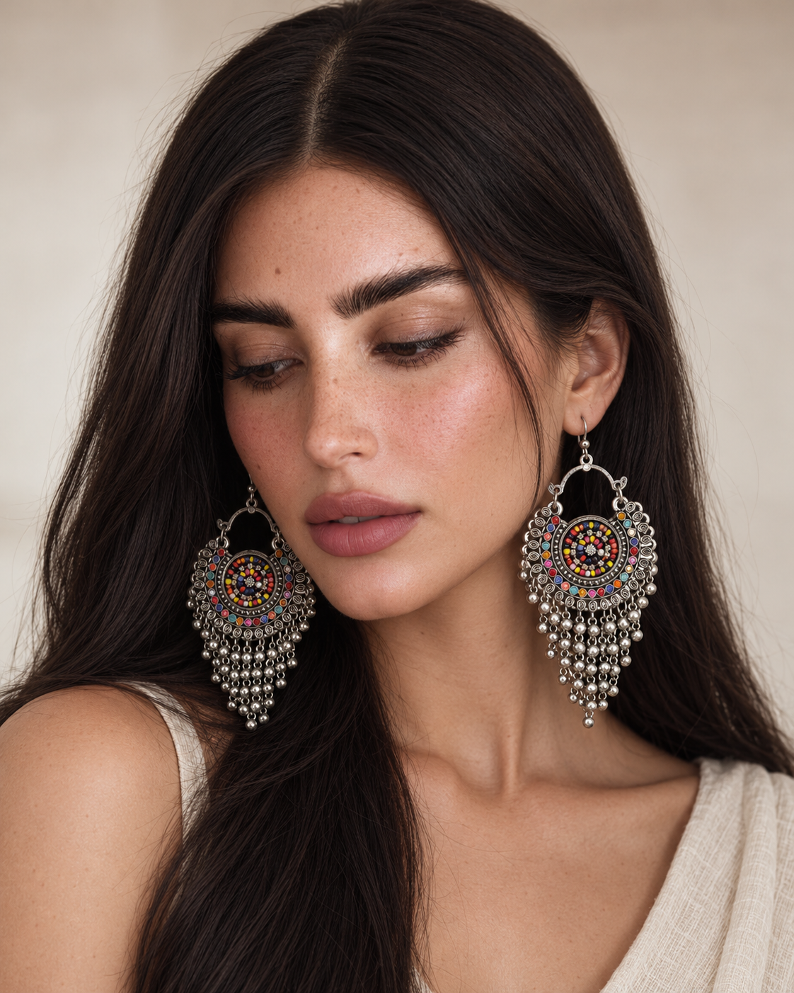 Rangrez Multicolour Oxidised Statement Earrings