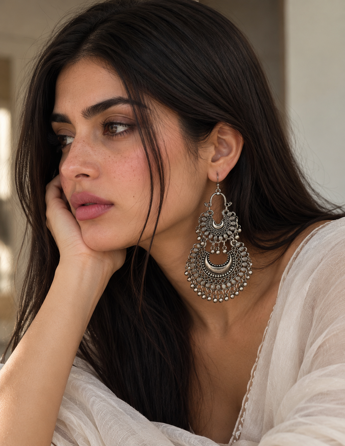 Afsana Double Chandbali Earrings