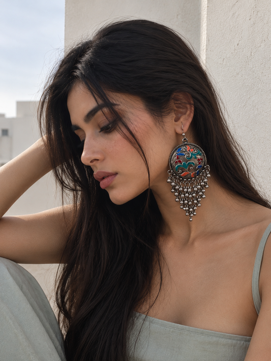 Zareen Rang Oxidised Earrings