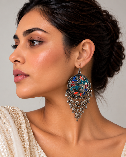 Zareen Rang Oxidised Earrings