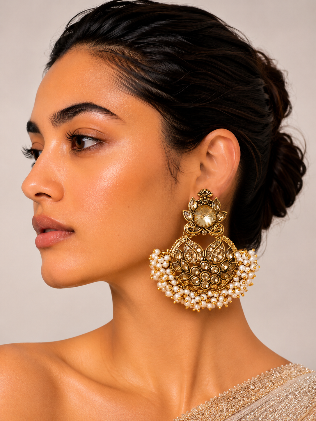 Mehrza Antique Gold Chandbalis