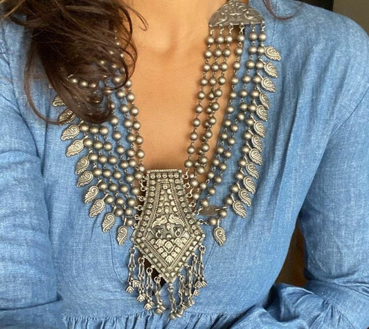 AKSHITA oxidised silver necklace