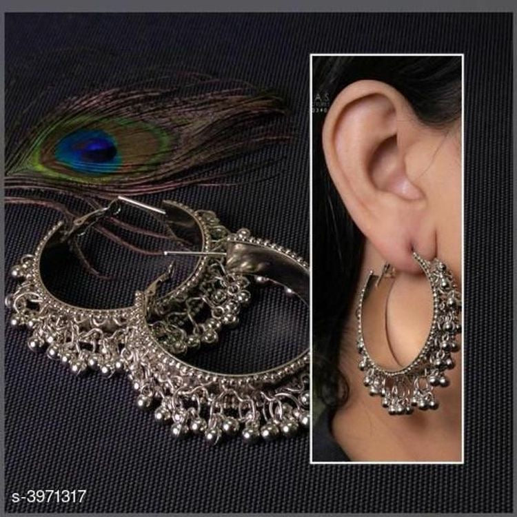 NIMA Oxidised silver hoops earings