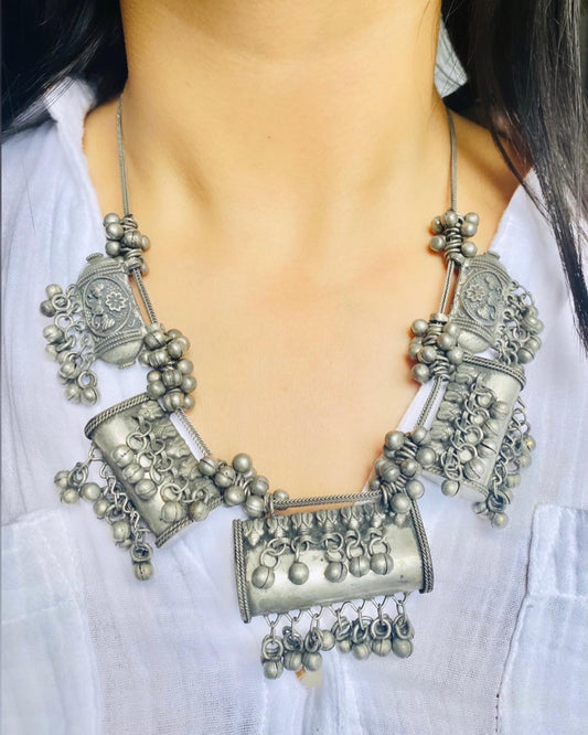 RESHAM oxidised silver necklace set