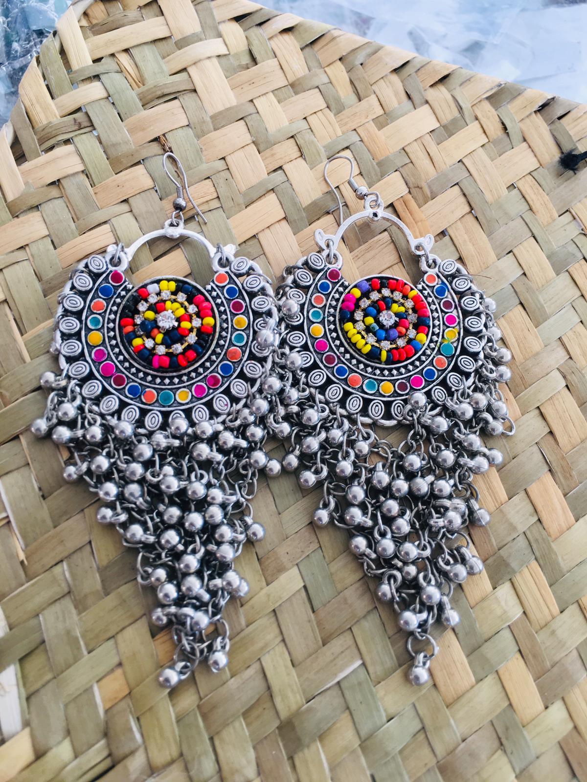 Huma multi color afghani earrings