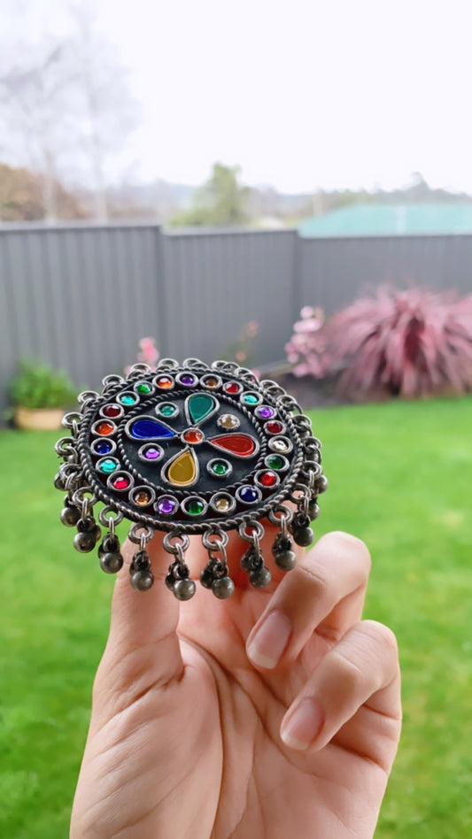 SANA oversized multi color glass ring