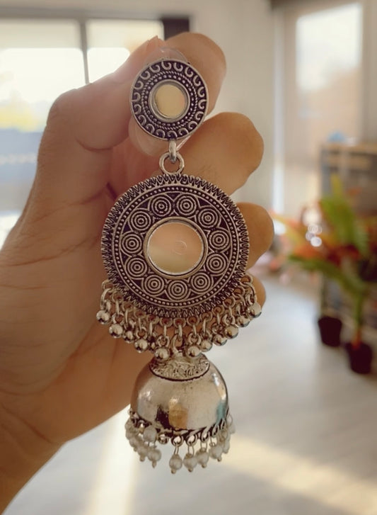 Laajo mirror jhumka earrings