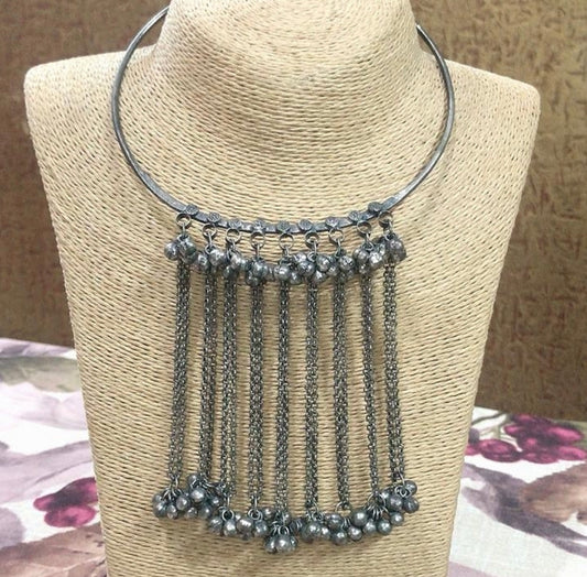 RUNJHUN oxidised silver hasli